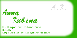 anna kubina business card